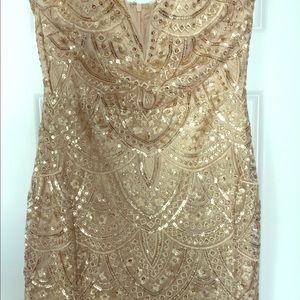 TFNC London gold/nude sequin dress